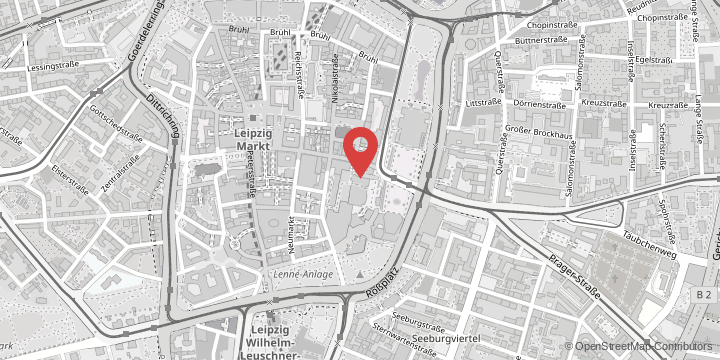 the map shows the following location: Faculty of Mathematics and Computer Science, Augustusplatz 10, 04109 Leipzig