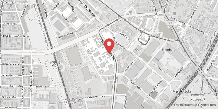 the map shows the following location: Institute of Bacteriology and Mycology, An den Tierkliniken 29, 04103 Leipzig