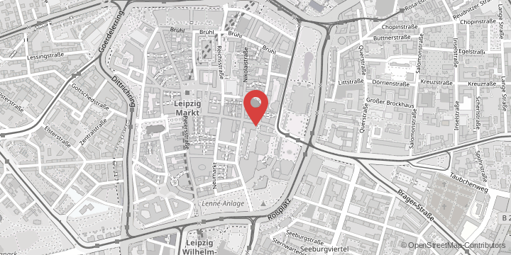 the map shows the following location: Faculty of Economics and Management Science, Grimmaische Straße 12, 04109 Leipzig